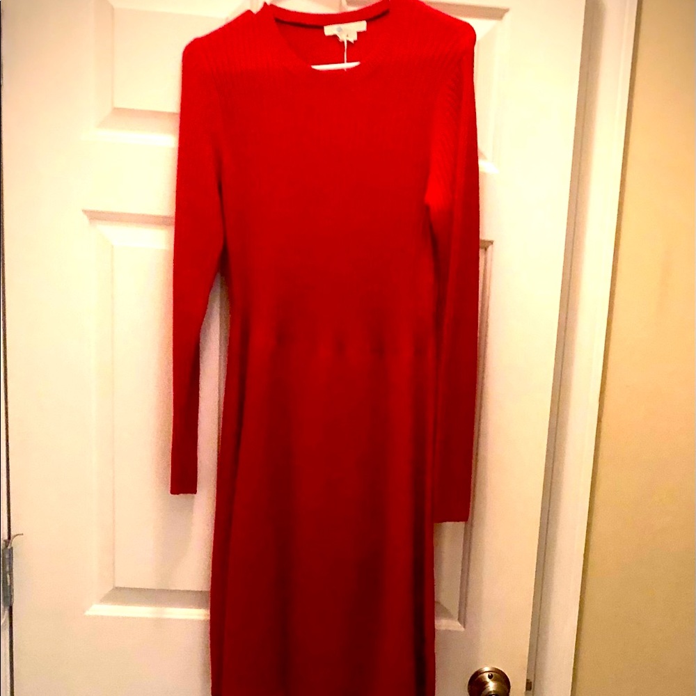 Boden Red Long Sleeve Dress